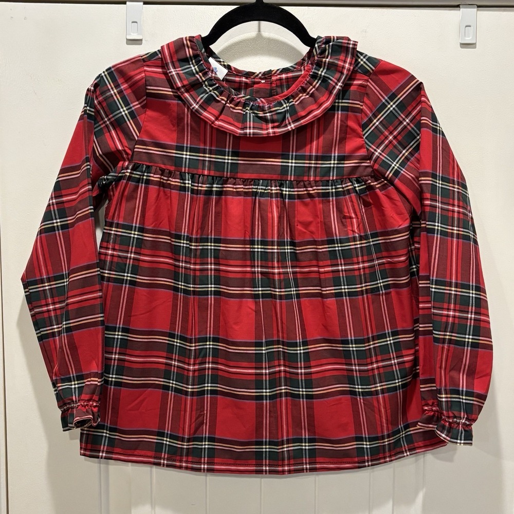 Eyelet & Ivy Girls Red/Green Tartan Plaid Christmas Top Shirt Size 12 NEW/TAGS